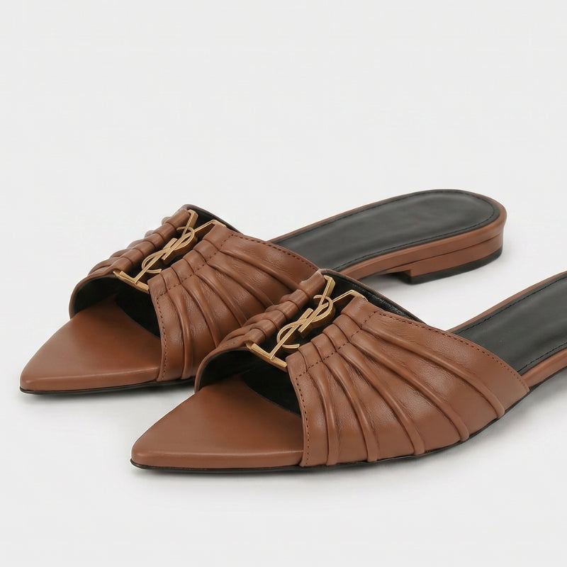 Capri Patent Flats Brązowe