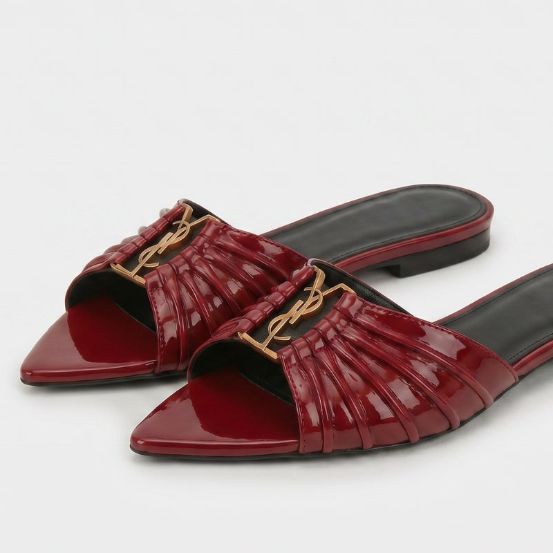 Capri Patent Flats Bordowe