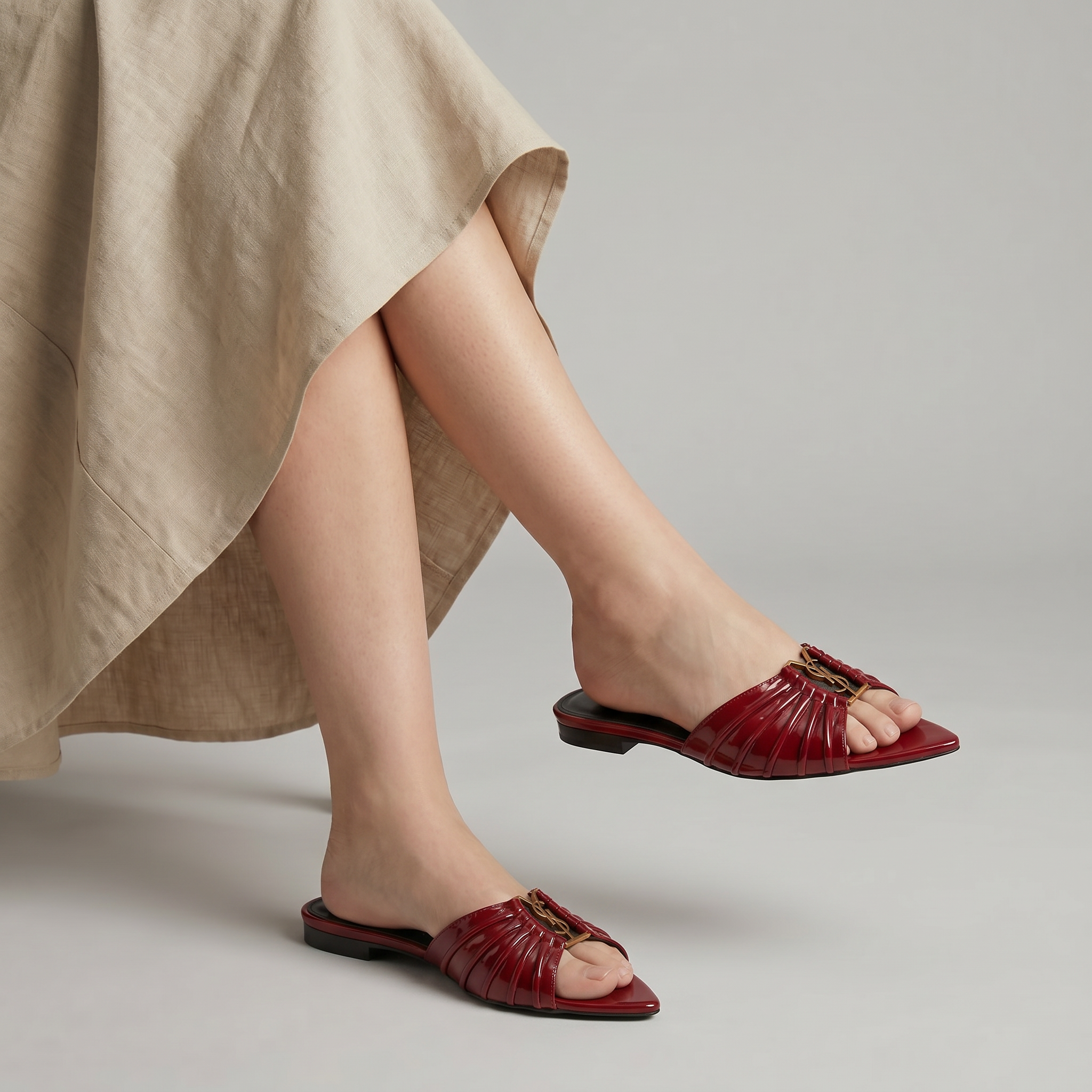 Capri Patent Flats Bordowe