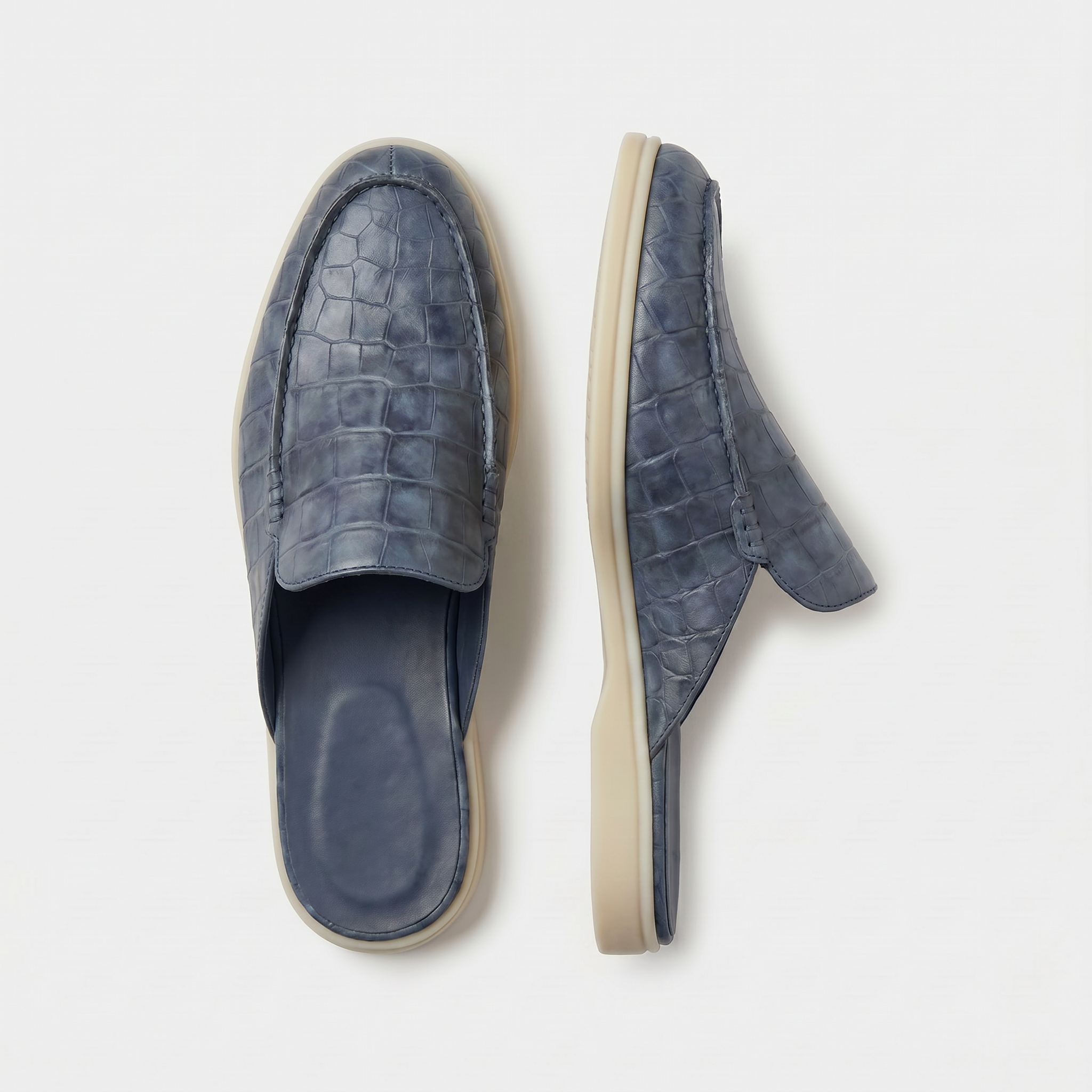 Szaroniebieskie Klapki Yacht Croco | EDYCJA LIMITOWANA