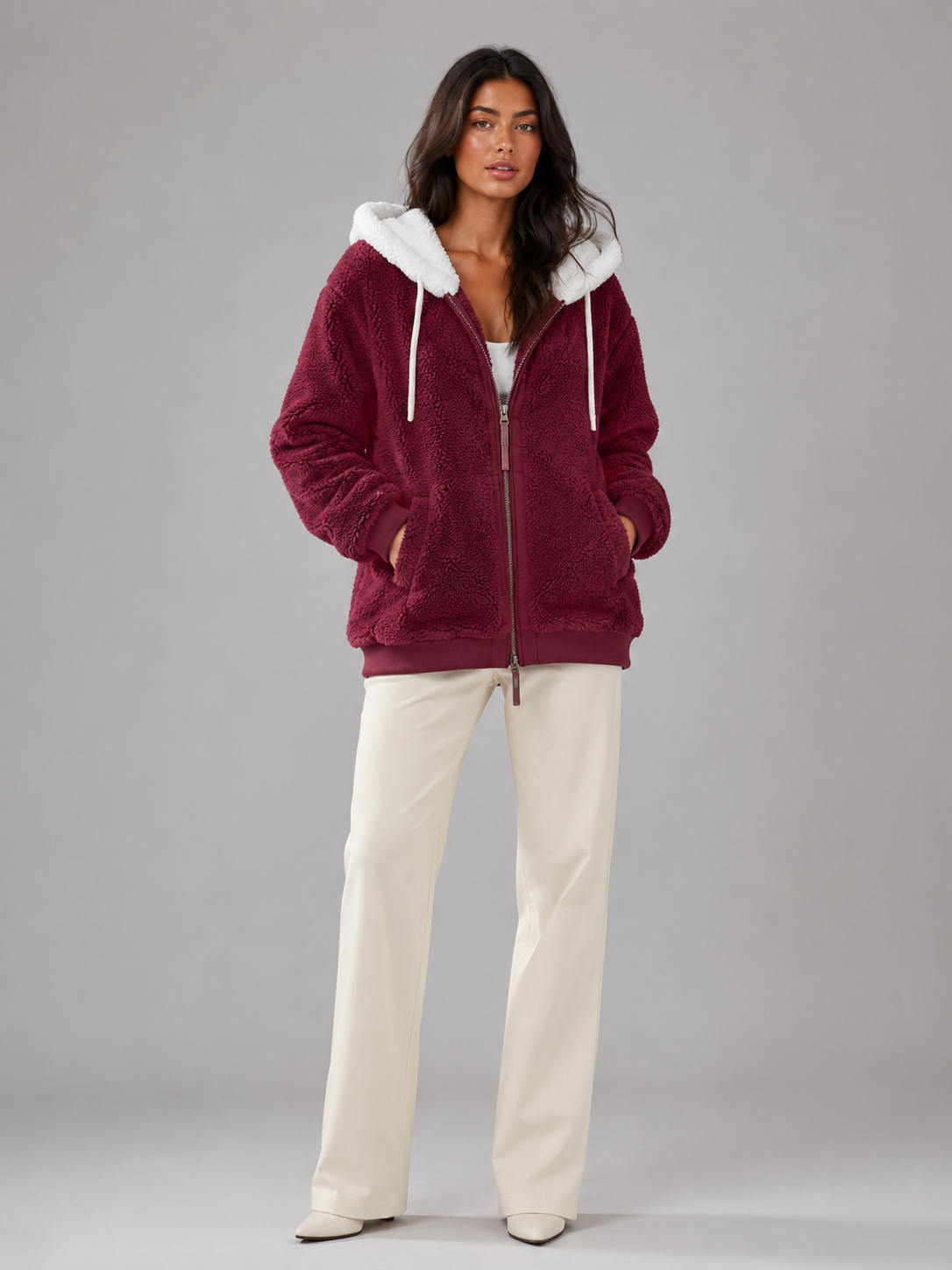 Bluza z Kapturem Ocieplana Sherpa dla Kobiet