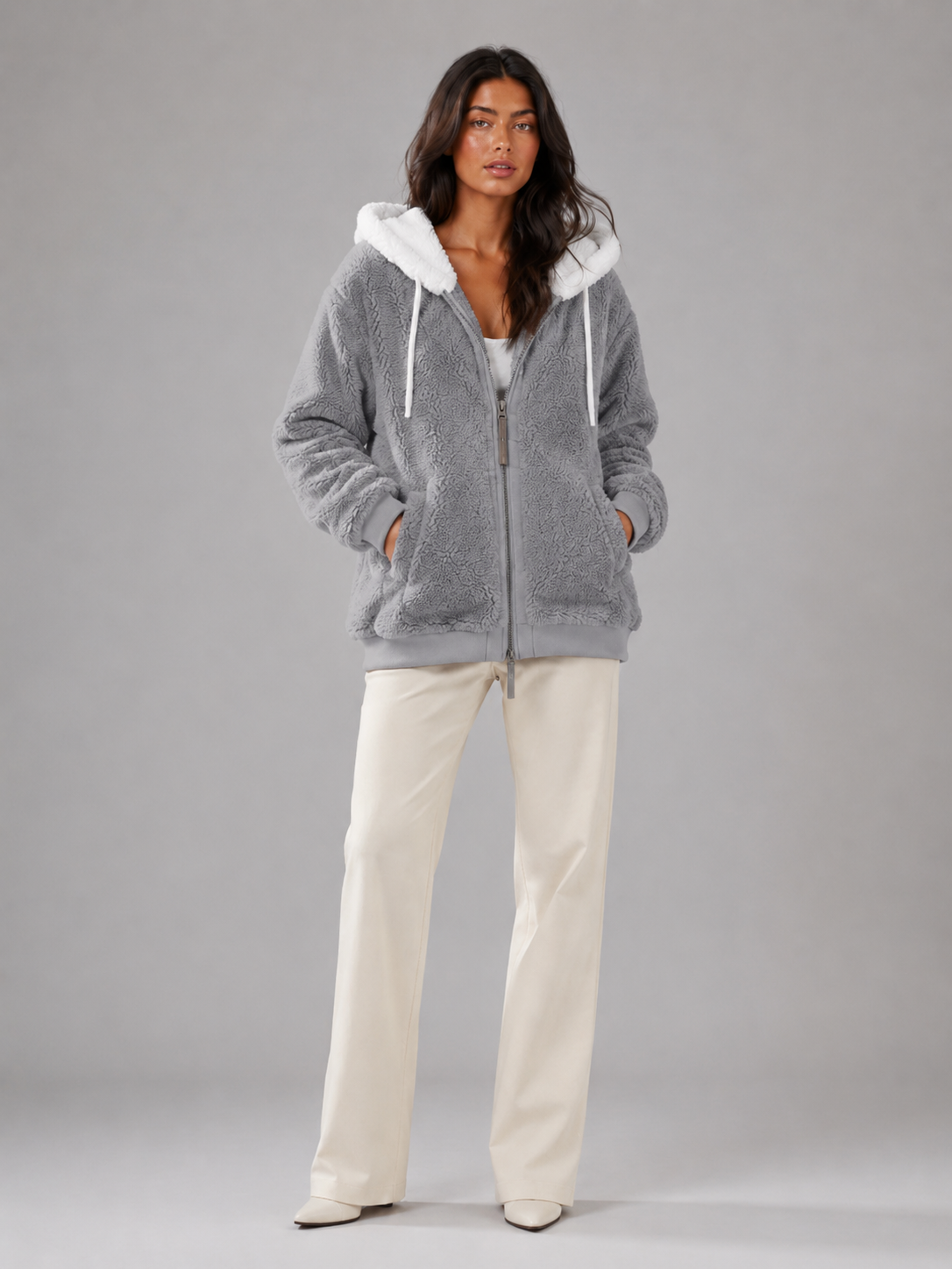 Bluza z Kapturem Ocieplana Sherpa dla Kobiet