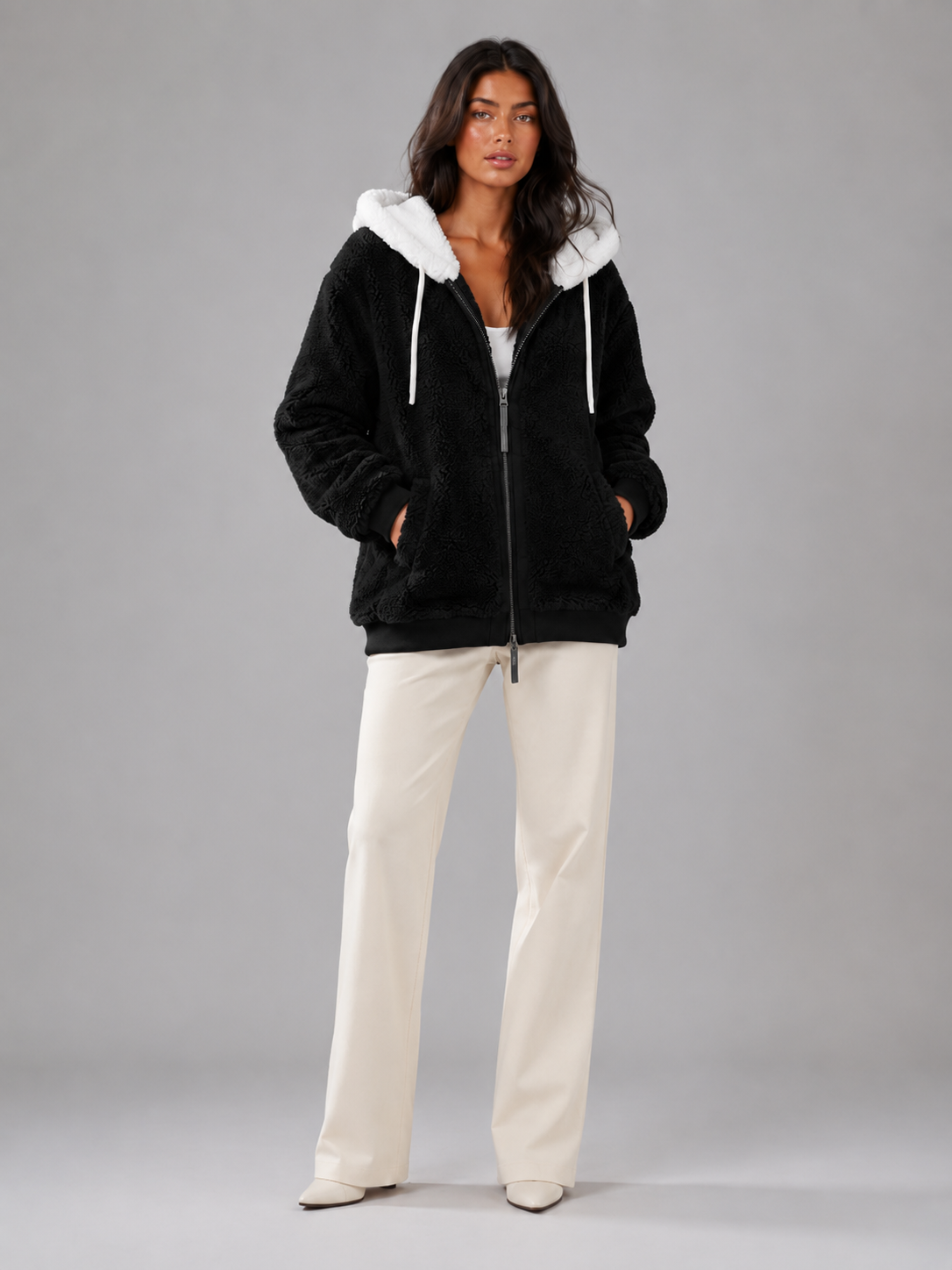 Bluza z Kapturem Ocieplana Sherpa dla Kobiet