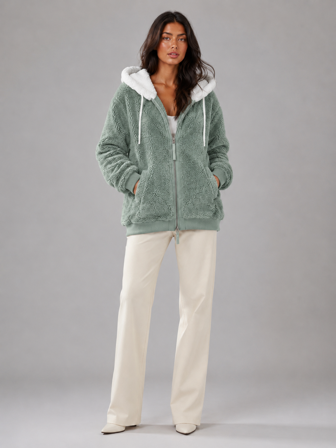 Bluza z Kapturem Ocieplana Sherpa dla Kobiet