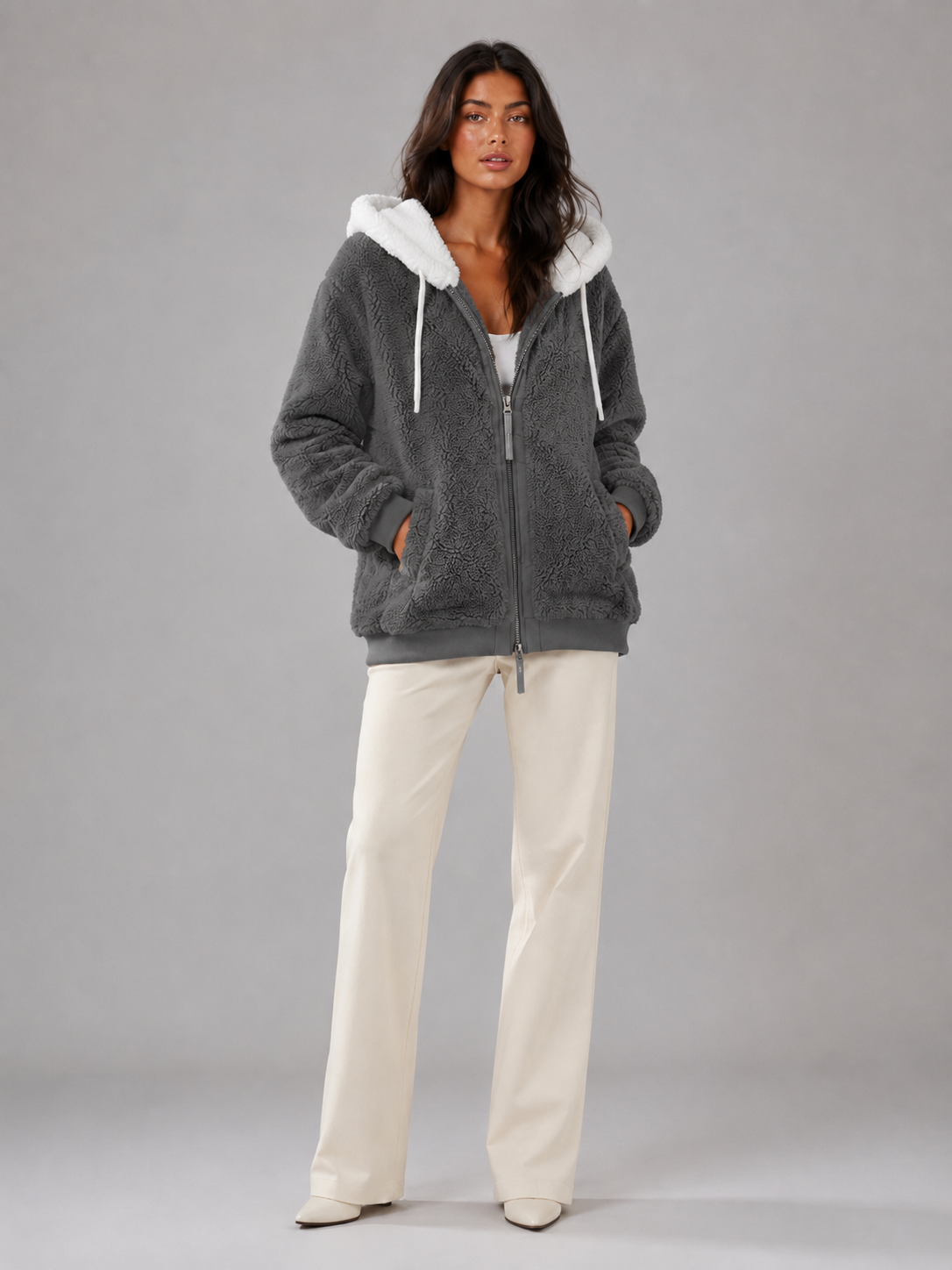Bluza z Kapturem Ocieplana Sherpa dla Kobiet