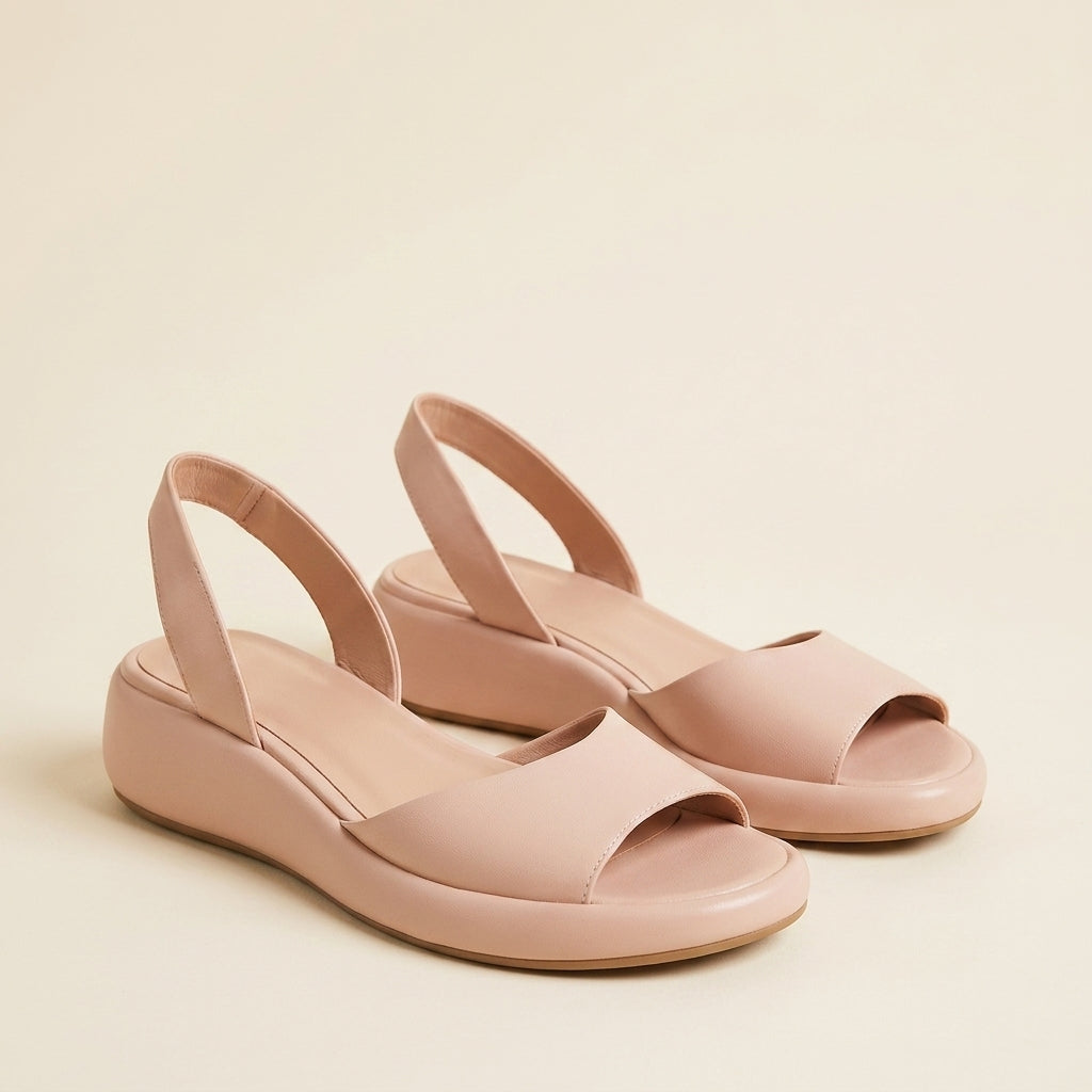 Damskie Sandały na Koturnie Slingback