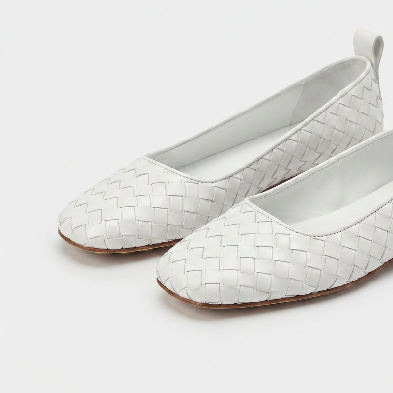 Riva Woven Baleriny Damskie Białe
