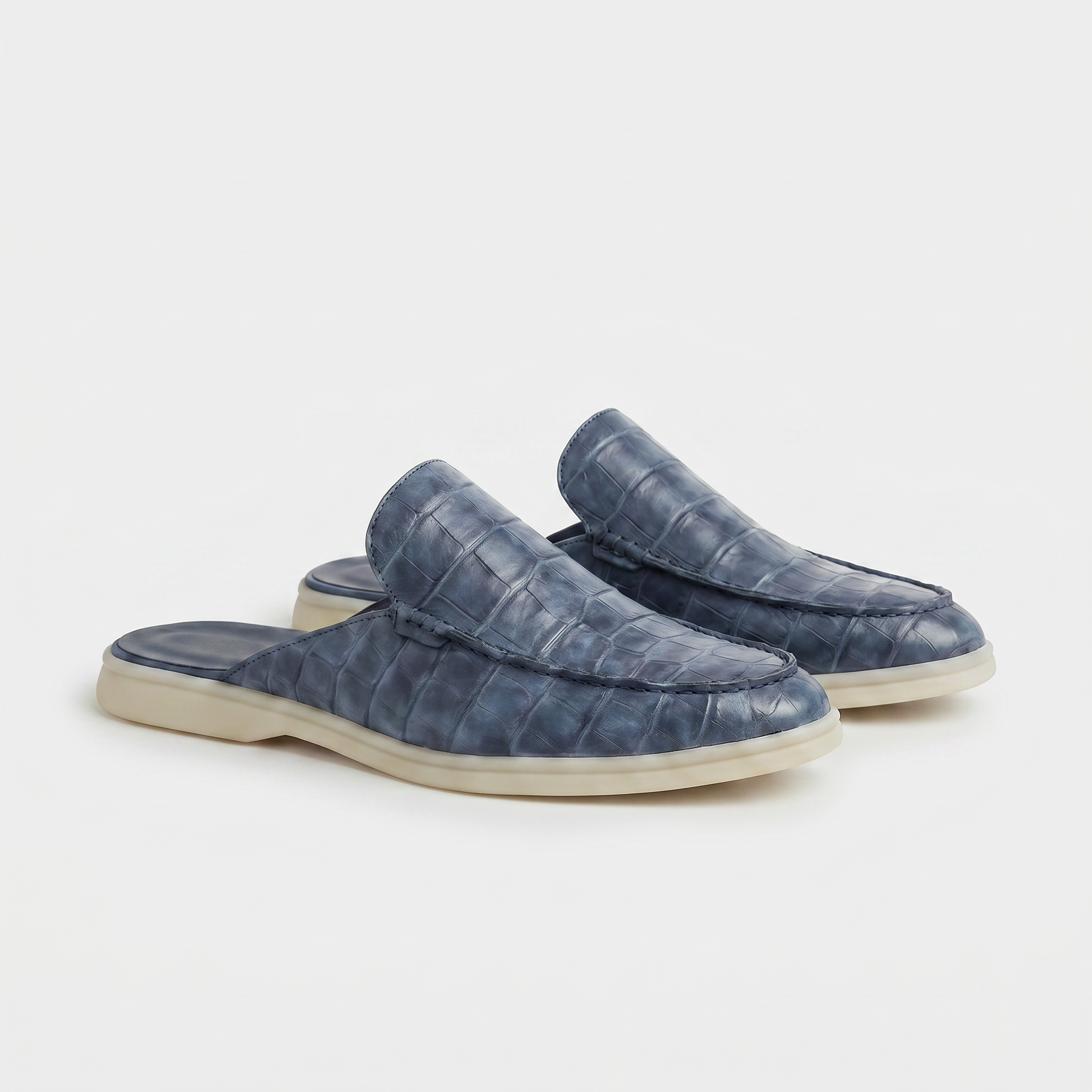 Szaroniebieskie Klapki Yacht Croco | EDYCJA LIMITOWANA