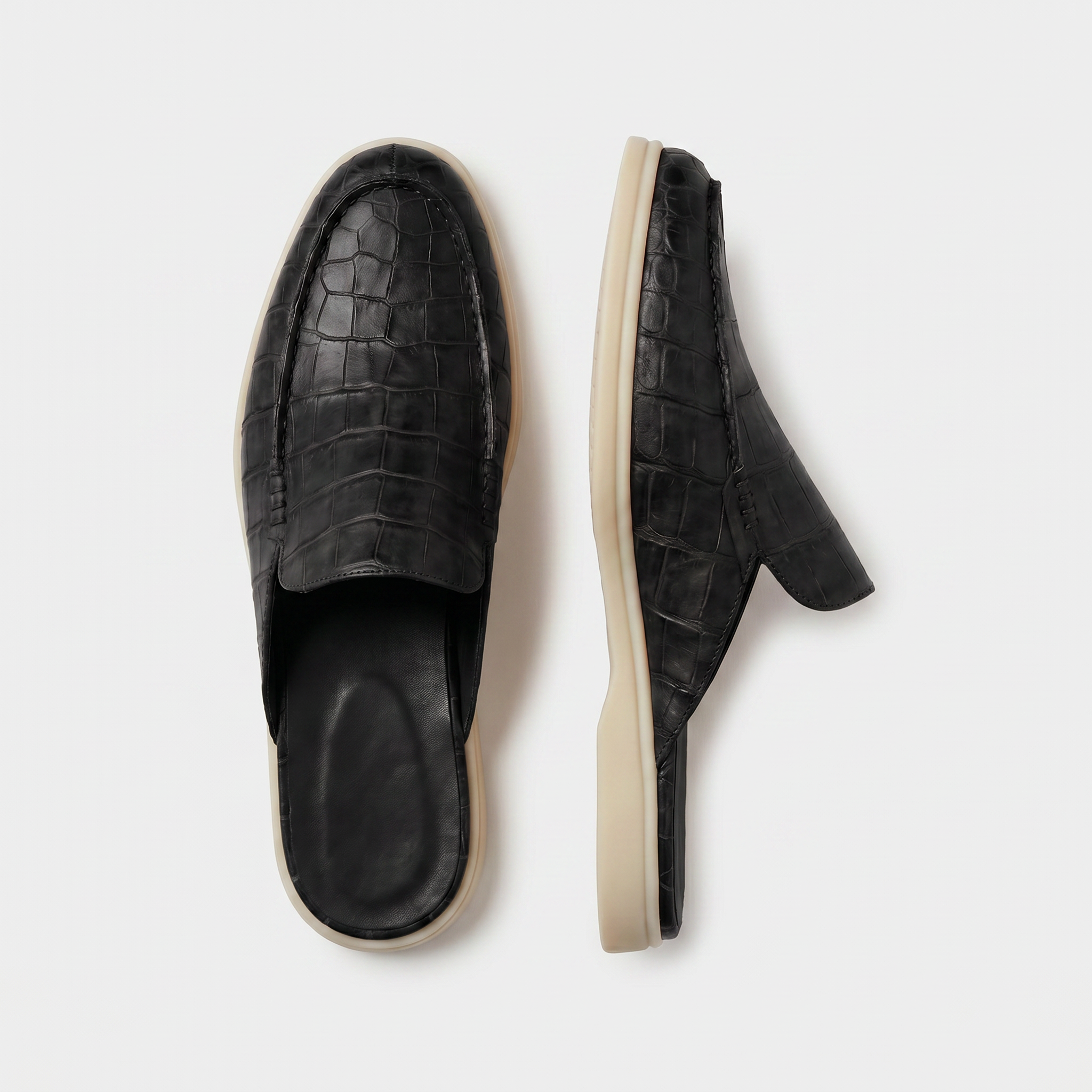 Czarne Klapki Yacht Croco | EDYCJA LIMITOWANA