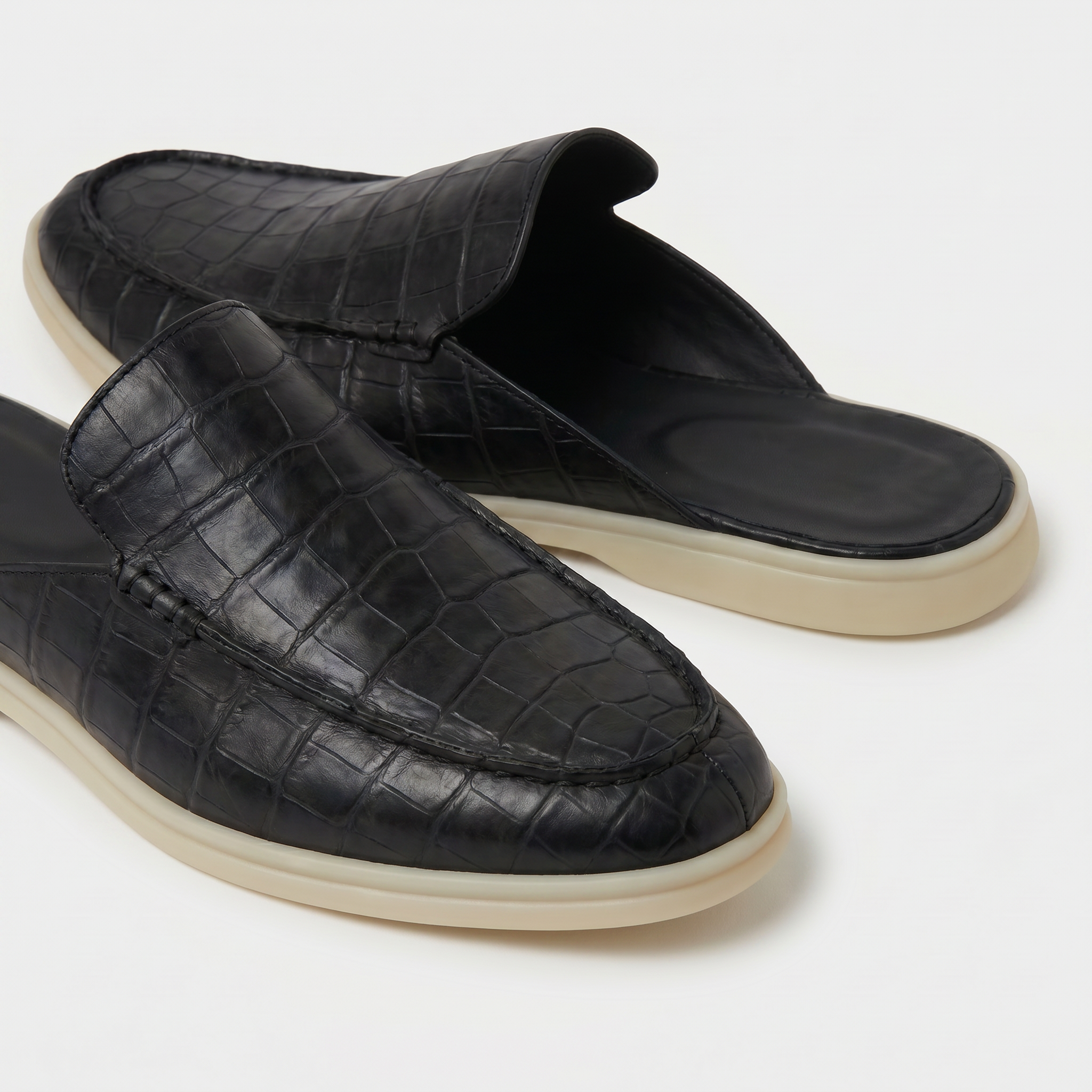 Czarne Klapki Yacht Croco | EDYCJA LIMITOWANA