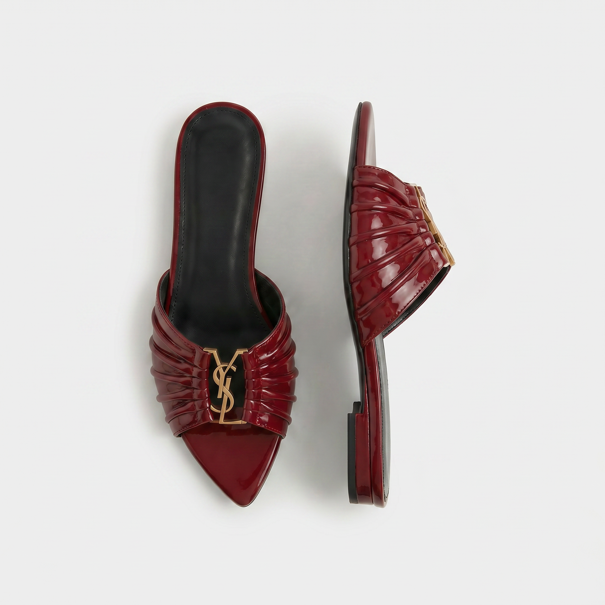 Capri Patent Flats Bordowe