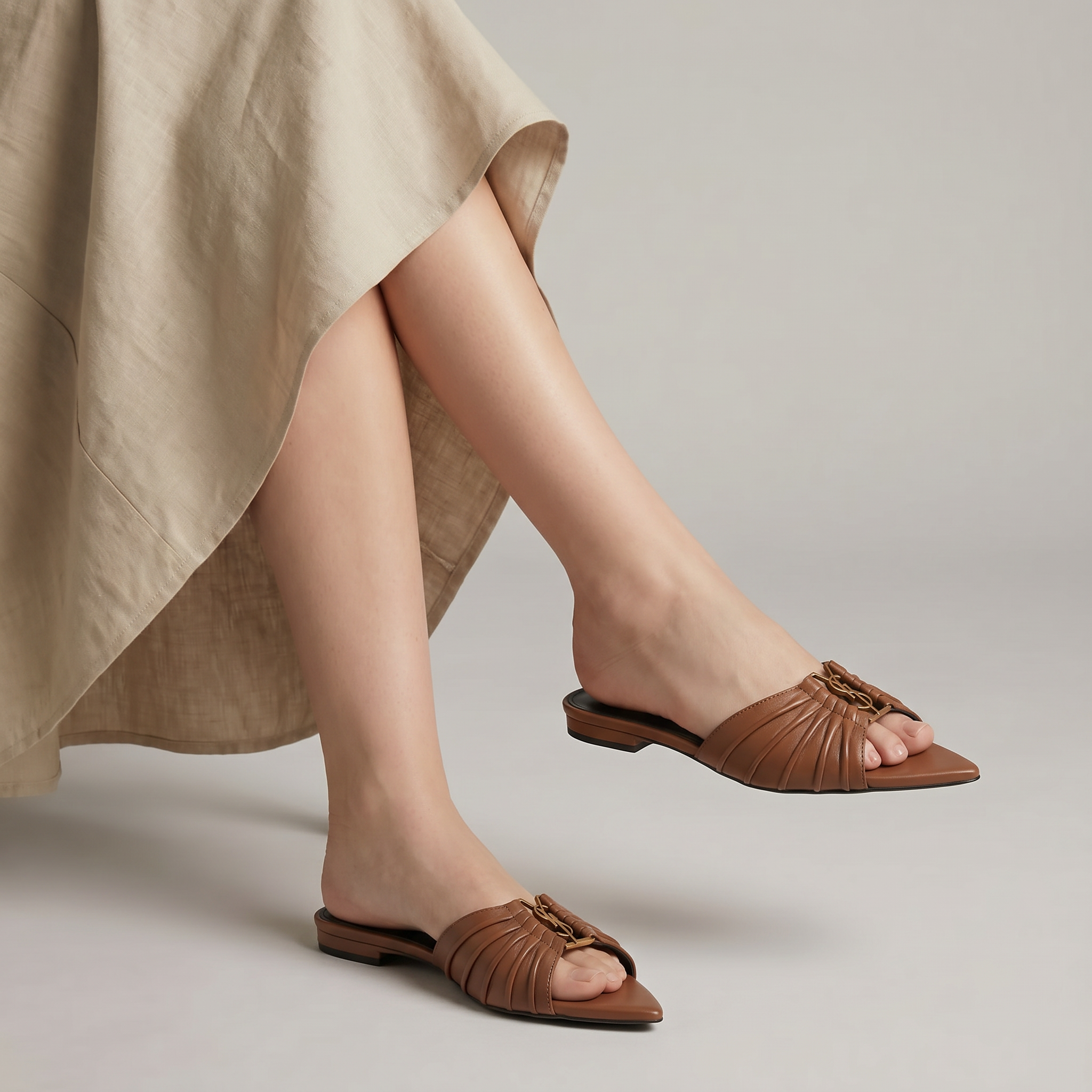 Capri Patent Flats Brązowe