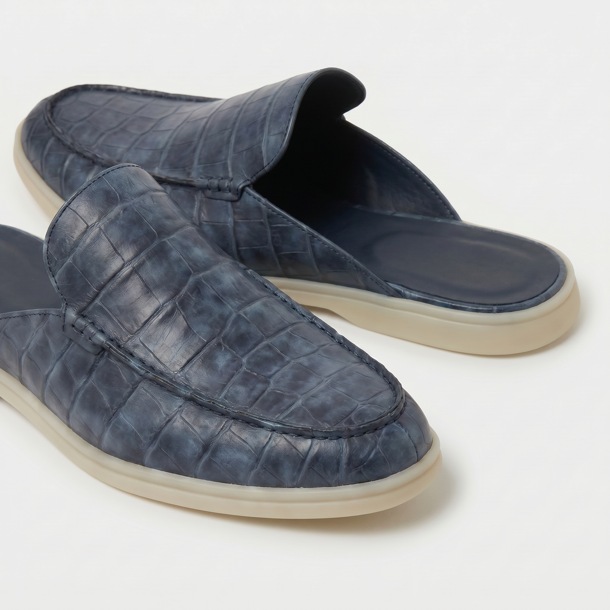 Szaroniebieskie Klapki Yacht Croco | EDYCJA LIMITOWANA